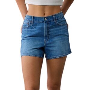 American Eagle Strigid Super High Waisted Relaxed Denim Shorts Sz 10 Medium Wash